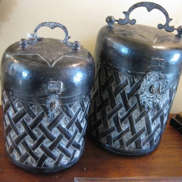 Brand: John Richard Furniture Large Metal Lid Container; 15 x 10dia Med Metal L - Picture 3 of 5